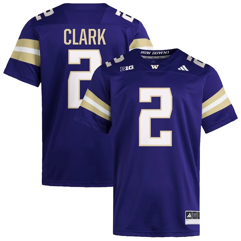 Rahshawn Clark Men's adidas  Purple Washington Huskies NIL Pick-A-Player Home Premier Football Jersey
