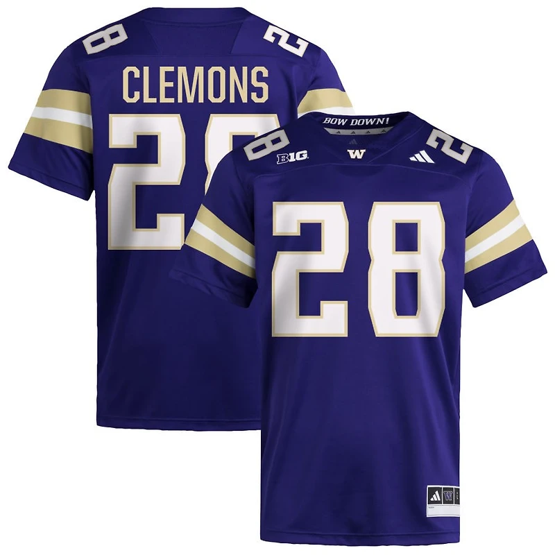 DAryhian Clemons Men's adidas  Purple Washington Huskies NIL Pick-A-Player Home Premier Football Jersey