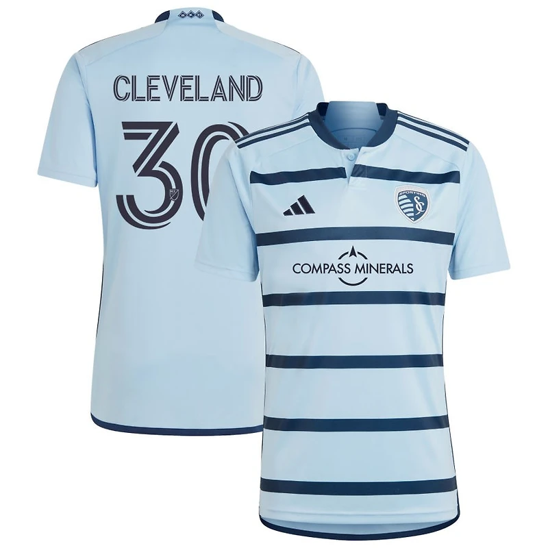 Stefan Cleveland Men's adidas Light Blue Sporting Kansas City 2023 Hoops 4.0 Replica Custom Jersey