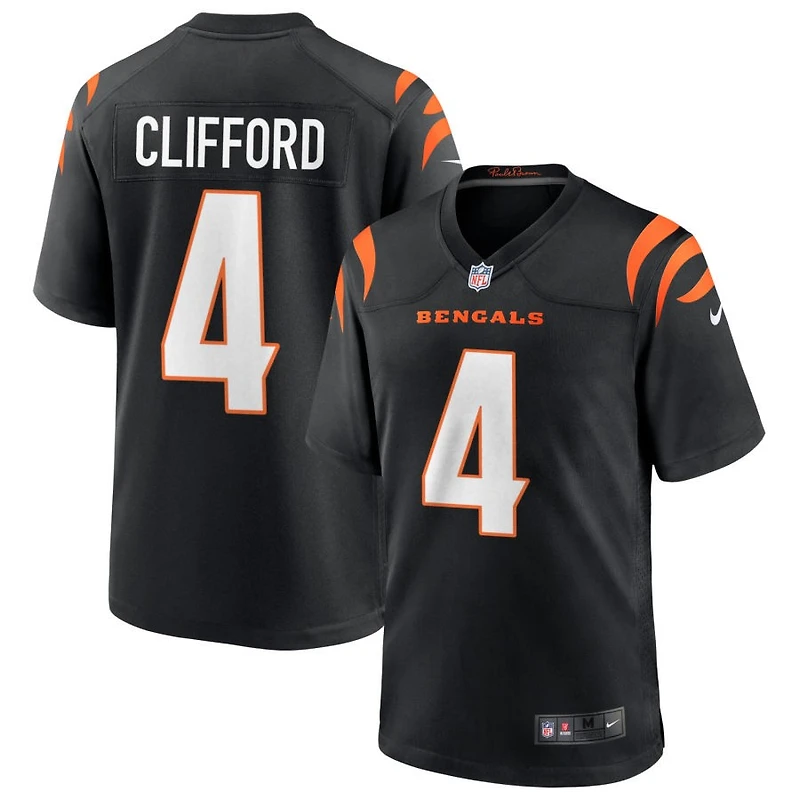 Sean Clifford Men's Nike Black Cincinnati Bengals Game Custom Jersey
