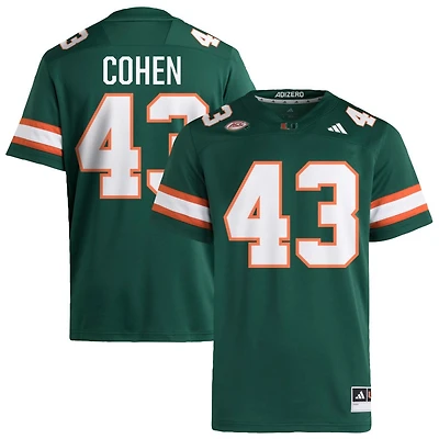 Andrew Cohen Men's adidas  Green Miami Hurricanes NIL Pick-A-Player Alternate Premier Football Jersey