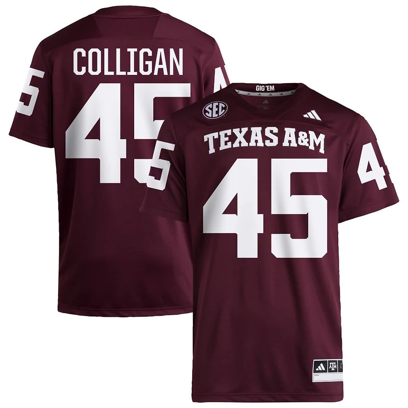 Tommy Colligan Men's adidas Maroon Texas A&M Aggies NIL Pick-A-Player Home Premier Football Jersey