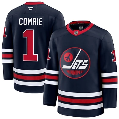 Eric Comrie Men's Fanatics Navy Winnipeg Jets Alternate Premium Custom Jersey