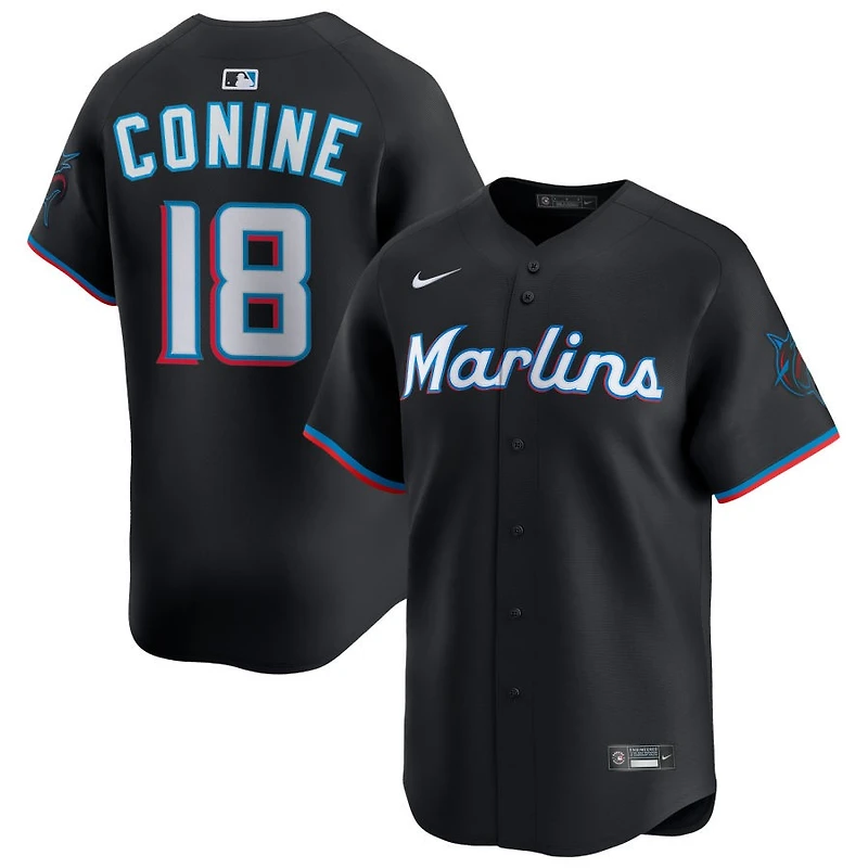 Griffin Conine Men's Nike Black Miami Marlins Alternate Limited Custom Jersey
