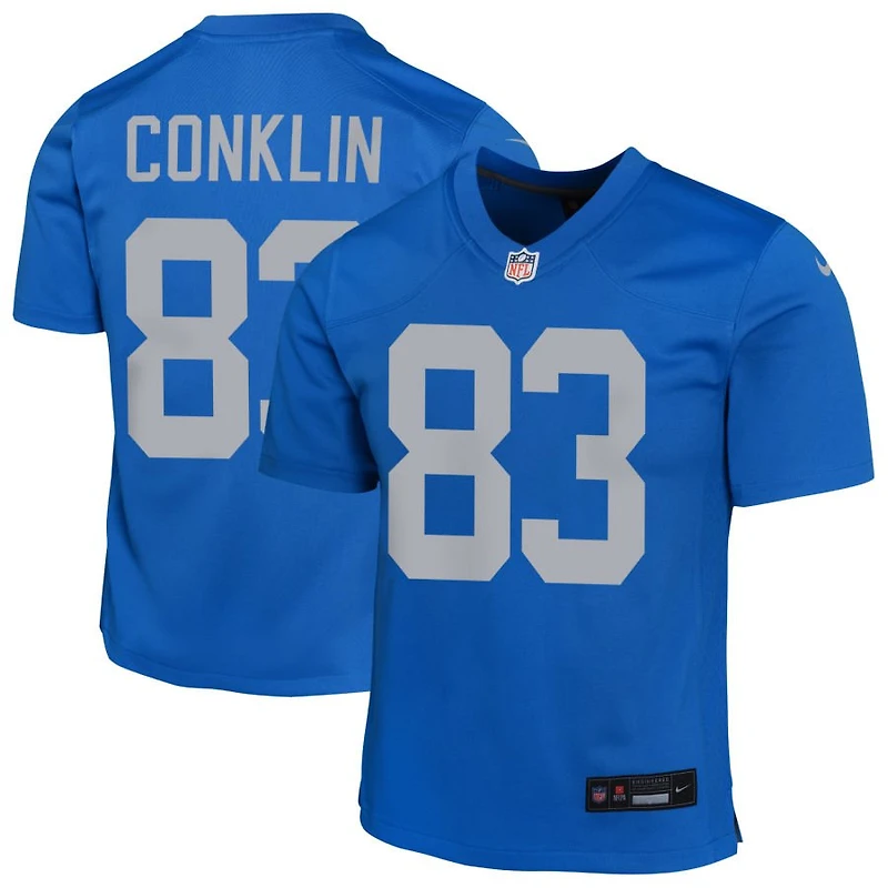 Tyler Conklin Youth Nike Blue Detroit Lions Alternate Custom Game Jersey