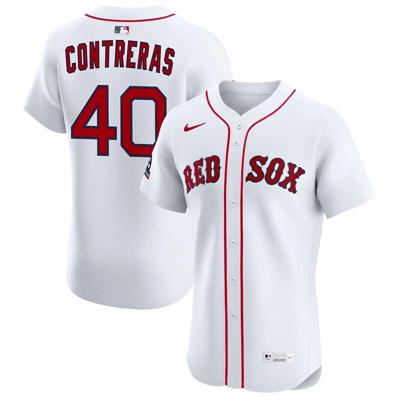 Willson Contreras Men's Nike White Boston Red Sox Home Elite Sponsor Patch Custom Jersey