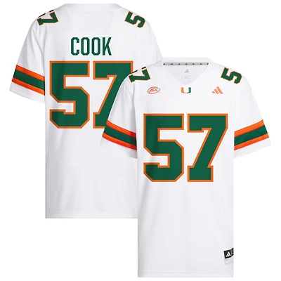 Marley Cook Men's adidas  White Miami Hurricanes NIL Pick-A-Player White Premier Football Jersey
