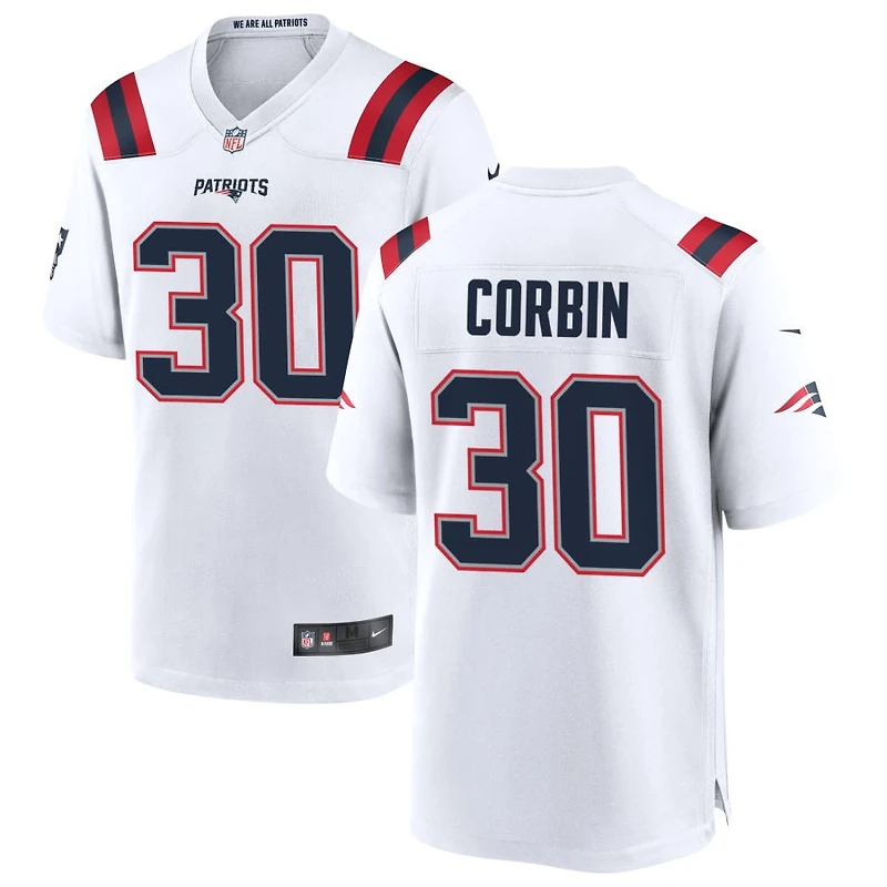 Jashaun Corbin Men's Nike White New England Patriots Custom Game Jersey