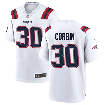 Jashaun Corbin Men's Nike White New England Patriots Custom Game Jersey