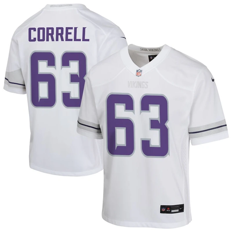 Zeke Correll Youth Nike White Minnesota Vikings Alternate Custom Game Jersey