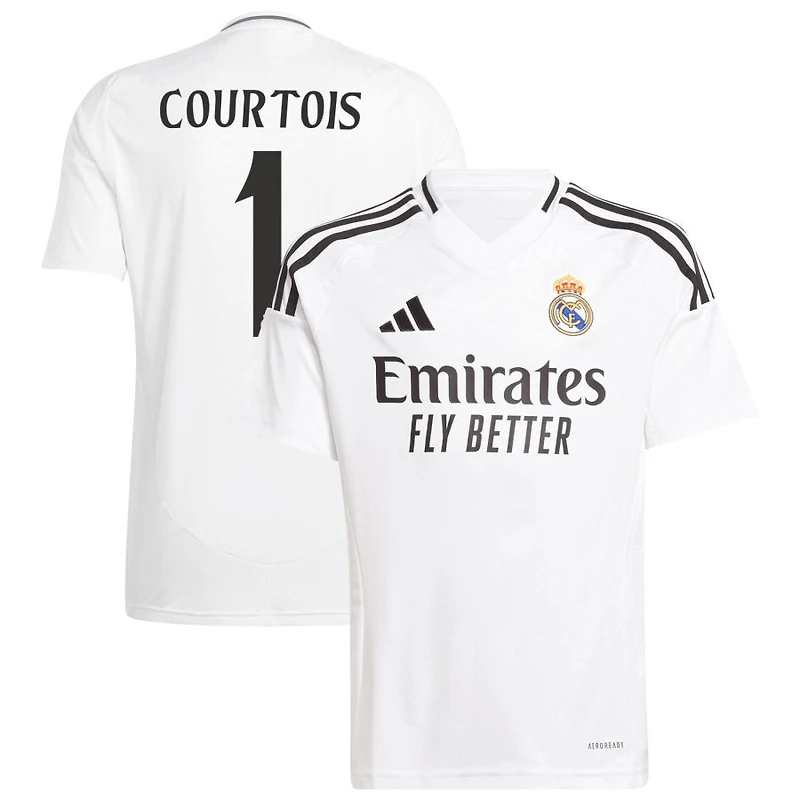 Thibaut Courtois Youth adidas White Real Madrid 2024/25 Home Replica Custom Jersey