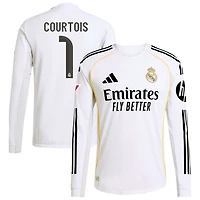 Thibaut Courtois Men's adidas White Real Madrid 2025/26 Home Authentic Long Sleeve Custom Jersey