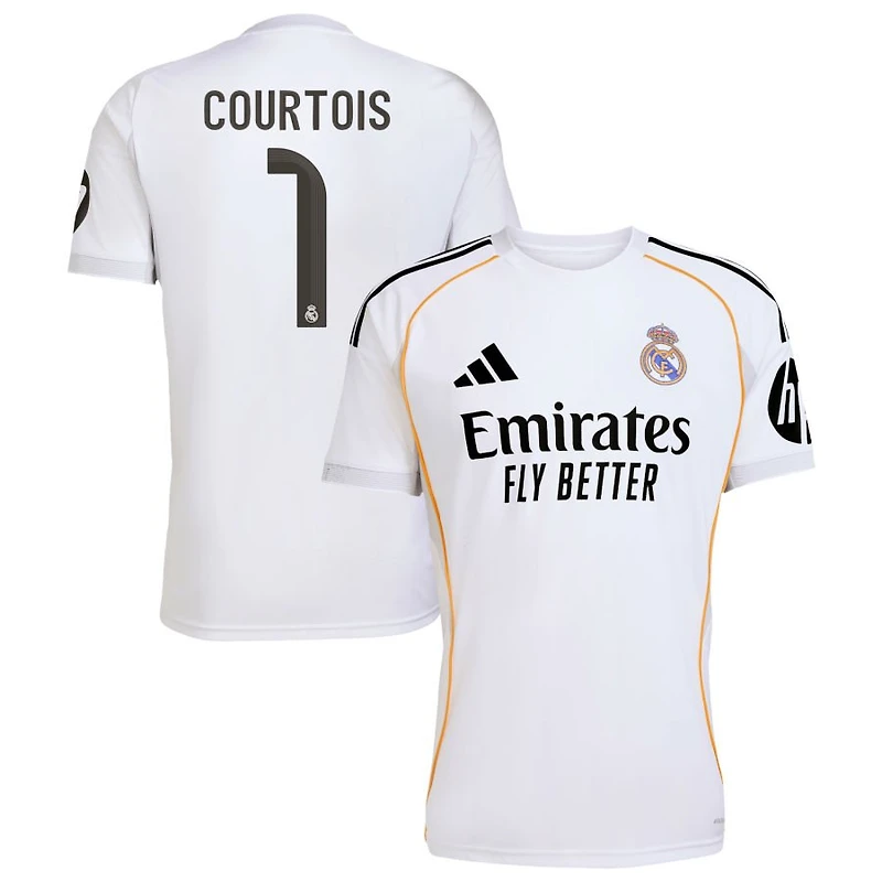 Thibaut Courtois Men's adidas White Real Madrid 2025/26 Home Replica Custom Jersey