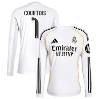 Thibaut Courtois Men's adidas White Real Madrid 2025/26 Home Replica Long Sleeve Custom Jersey