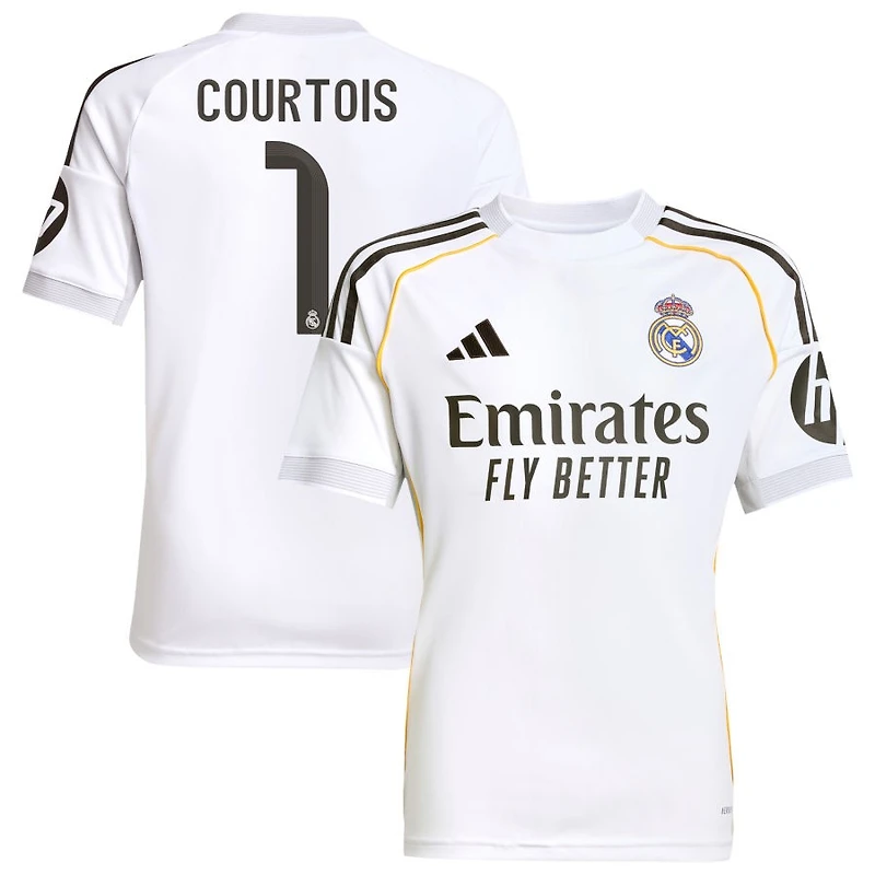 Thibaut Courtois Youth adidas White Real Madrid 2025/26 Home Replica Custom Jersey