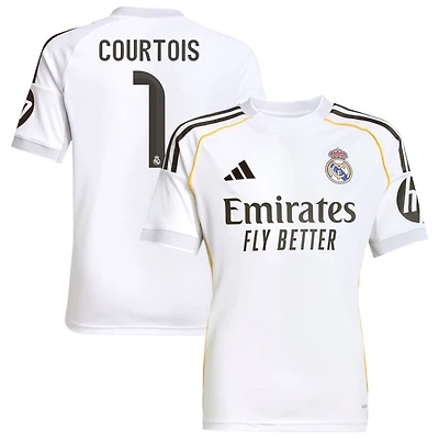 Thibaut Courtois Youth adidas White Real Madrid 2025/26 Home Replica Custom Jersey