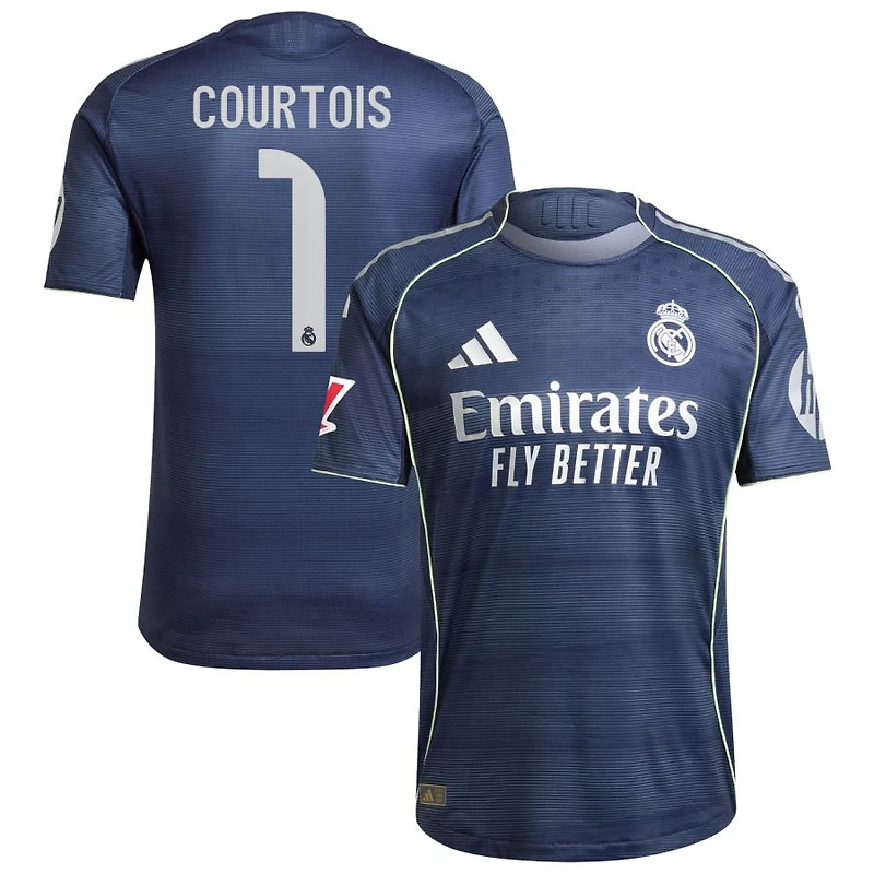 Thibaut Courtois Men's adidas Blue Real Madrid 2025/26 Away Authentic Custom Jersey