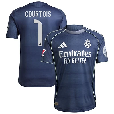 Thibaut Courtois Men's adidas Blue Real Madrid 2025/26 Away Authentic Custom Jersey