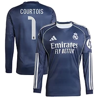 Thibaut Courtois Men's adidas Blue Real Madrid 2025/26 Away Long Sleeve Replica Custom Jersey