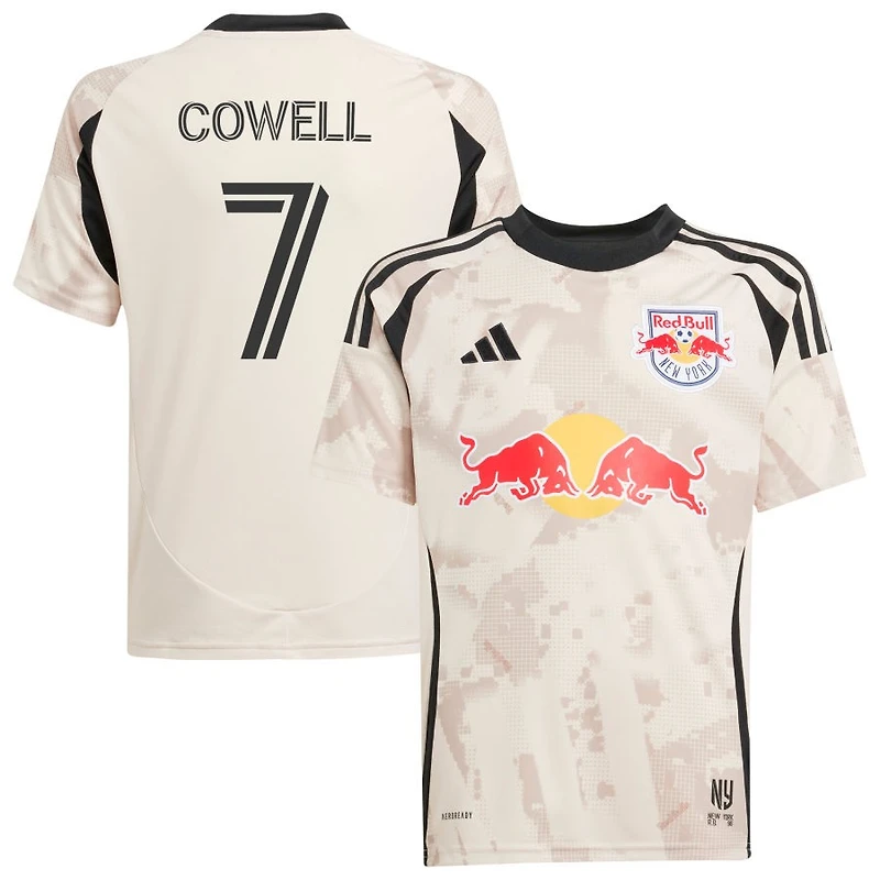 Cade Cowell Youth adidas  Tan New York Red Bulls 2025 Stone Kit Replica Custom Jersey