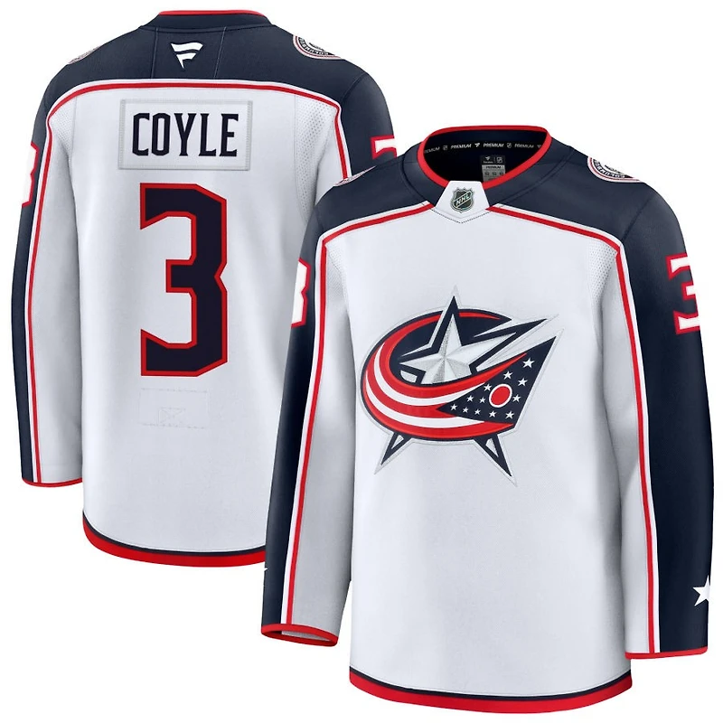 Charlie Coyle Men's Fanatics White Columbus Blue Jackets Away Premium Custom Jersey