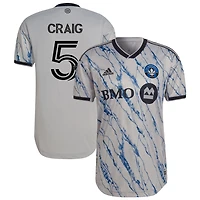 Brandan Craig Men's adidas Gray CF Montreal 2023 Secondary Authentic Custom Jersey