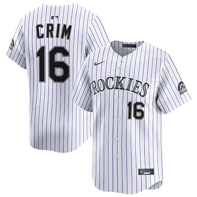 Blaine Crim Men's Nike White Colorado Rockies Home Limited Custom Jersey
