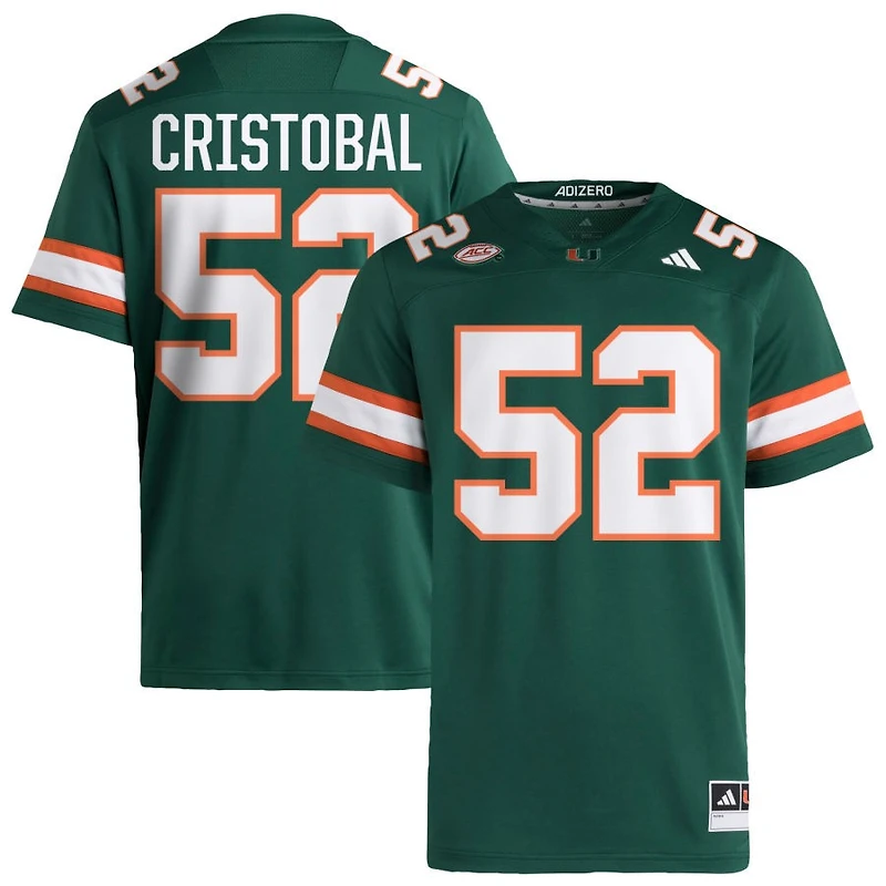 Luis Cristobal Men's adidas  Green Miami Hurricanes NIL Pick-A-Player Alternate Premier Football Jersey