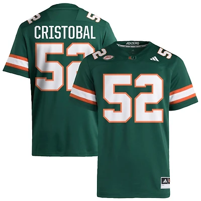 Luis Cristobal Men's adidas  Green Miami Hurricanes NIL Pick-A-Player Alternate Premier Football Jersey
