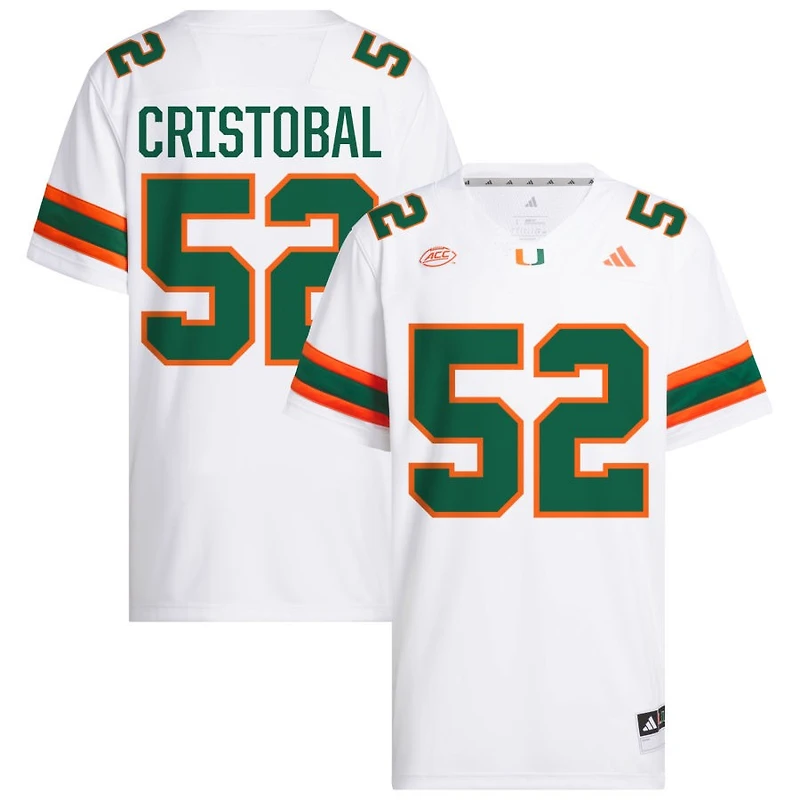 Luis Cristobal Men's adidas  White Miami Hurricanes NIL Pick-A-Player White Premier Football Jersey