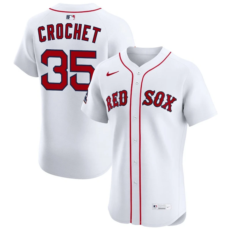 Garrett Crochet Men's Nike White Boston Red Sox Home Elite Sponsor Patch Custom Jersey