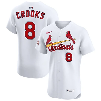 Jimmy Crooks Men's Nike White St. Louis Cardinals Home Elite Sponsor Patch Custom Jersey