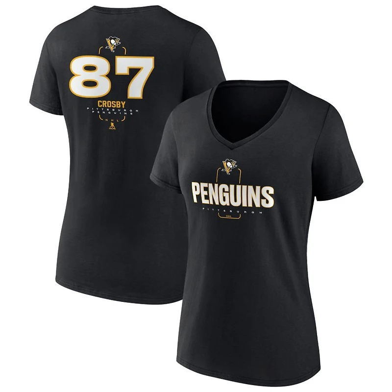 Women's Black Pittsburgh Penguins Personalized Name & Number Midfielder V-Neck T-Shirt