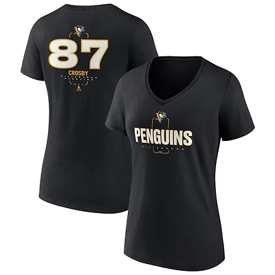 Women's Black Pittsburgh Penguins Personalized Name & Number Midfielder V-Neck T-Shirt