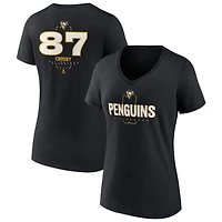 Women's Black Pittsburgh Penguins Personalized Name & Number Midfielder V-Neck T-Shirt
