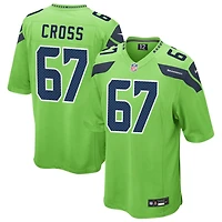 Charles Cross Men's Nike Neon Green Seattle Seahawks Alternate Custom Game Jersey