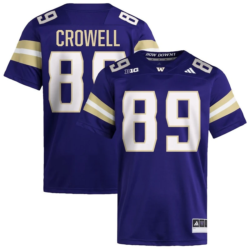 Charlie Crowell Men's adidas  Purple Washington Huskies NIL Pick-A-Player Home Premier Football Jersey