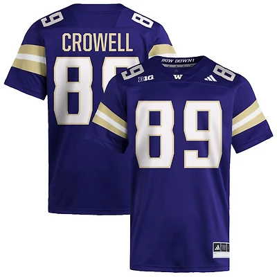 Charlie Crowell Men's adidas  Purple Washington Huskies NIL Pick-A-Player Home Premier Football Jersey
