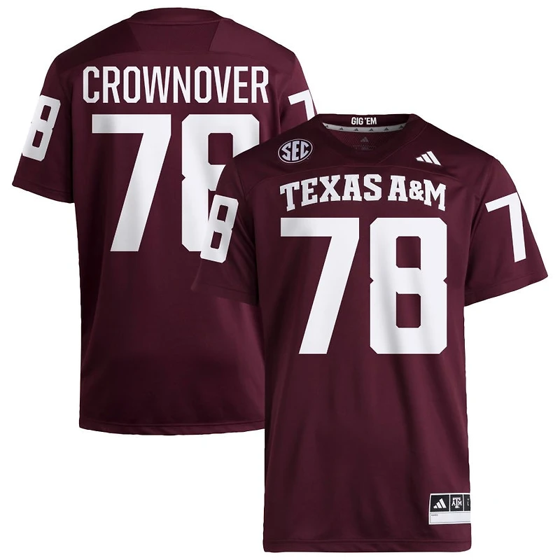 Dametrious Crownover Men's adidas  Maroon Texas A&M Aggies NIL Pick-A-Player Home Premier Football Jersey