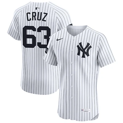 Fernando Cruz Men's Nike White New York Yankees Home Elite Sponsor Patch Custom Jersey
