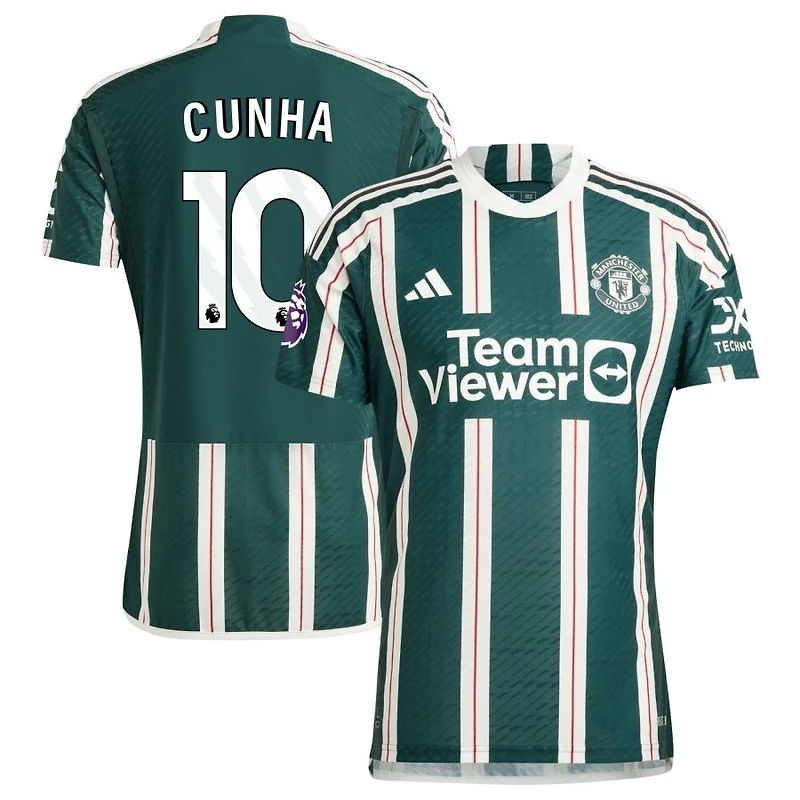 Matheus Cunha Men's adidas Green Manchester United 2023/24 Away Authentic Custom Jersey