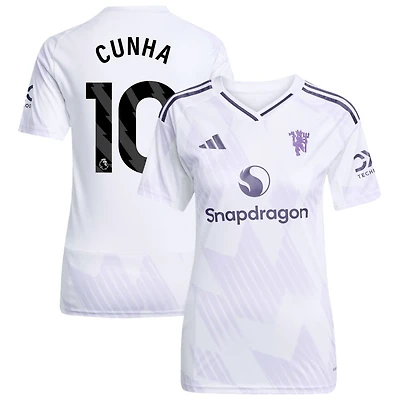 Matheus Cunha Women's adidas White Manchester United 2025/26 Away Replica Custom Jersey