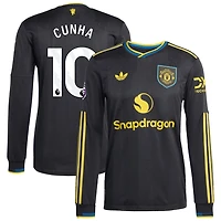 Matheus Cunha Men's adidas  Black Manchester United 2025/26 Third Authentic Long Sleeve Custom Jersey