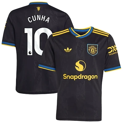 Matheus Cunha Youth adidas Black Manchester United 2025/26 Third Replica Custom Jersey