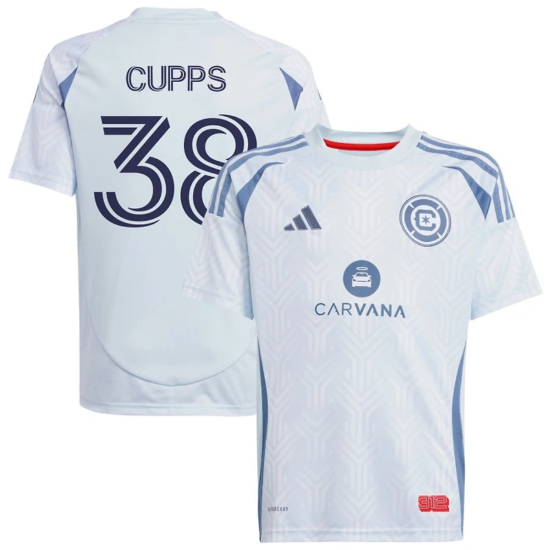 Christopher Cupps Youth adidas Light Blue Chicago Fire 2025 The Municipal Kit Replica Custom Jersey