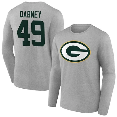 Men's Gray Green Bay Packers Team Authentic Personalized Name & Number Long Sleeve T-Shirt