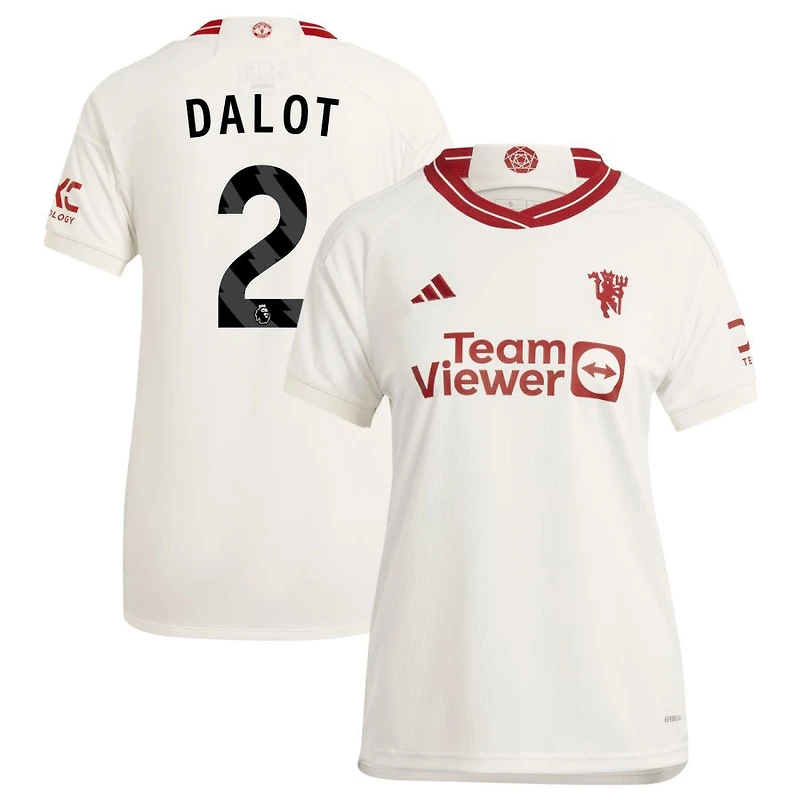 Diogo Dalot Women's adidas  White Manchester United 2023/24 Third Replica Custom Jersey