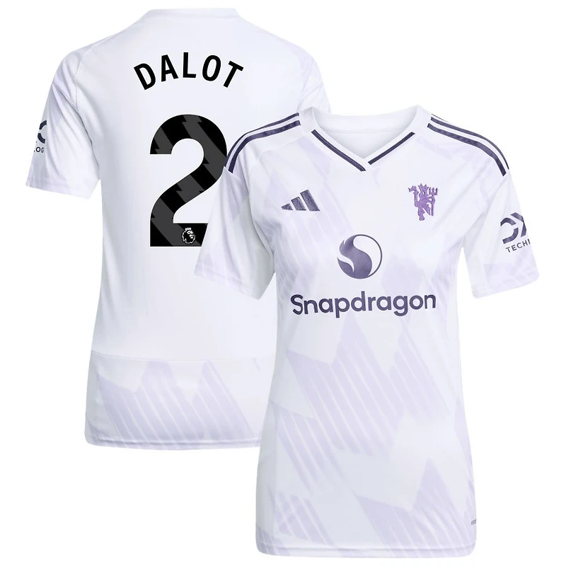 Diogo Dalot Women's adidas White Manchester United 2025/26 Away Replica Custom Jersey