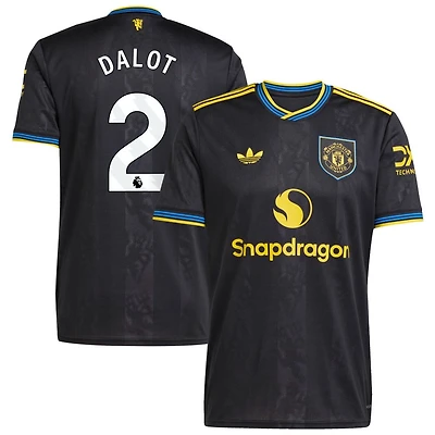 Diogo Dalot Men's adidas Black Manchester United 2025/26 Third Replica Custom Jersey