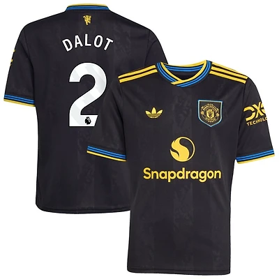 Diogo Dalot Youth adidas Black Manchester United 2025/26 Third Replica Custom Jersey